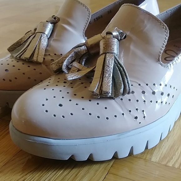 Wonders fly Memory Gel made in spain nude patent leather platform loafers - Picture 9 of 9